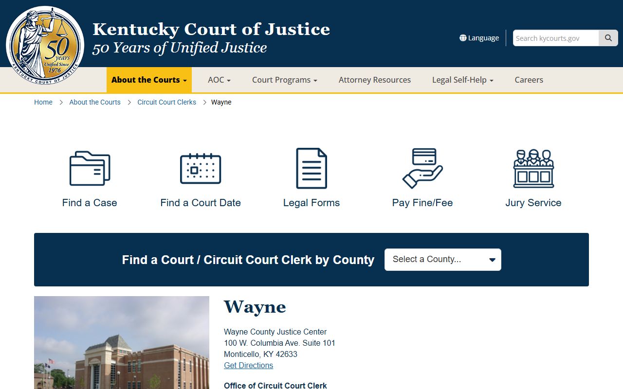 Wayne County court records after arrest clerk page