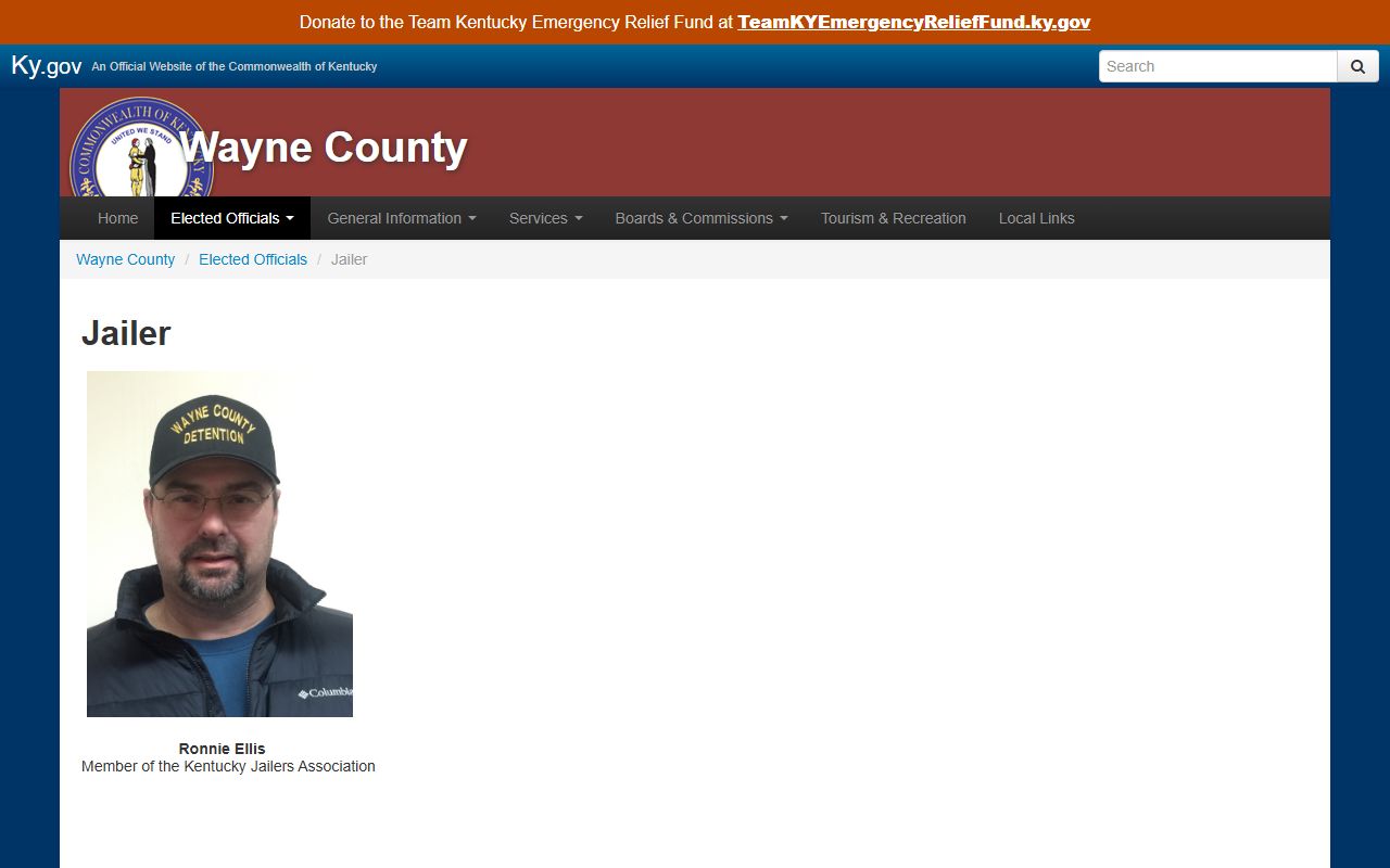Wayne County Detention Center jailer contact record